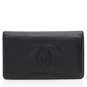 Pearl Street Bags Chanel Caviar Leather Timeless CC Yen Wallet (SHF-LO1ZVY)