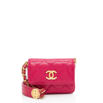 Pearl Street Bags Chanel Caviar Leather Twist You Buttons Flap Chain Belt Bag (SHF-Ndcd5I)