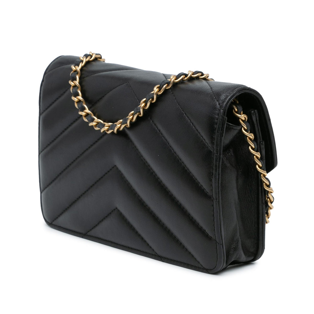 Chanel Chevron Lambskin Button Wallet On Chain (SHG-pnpkKQ)