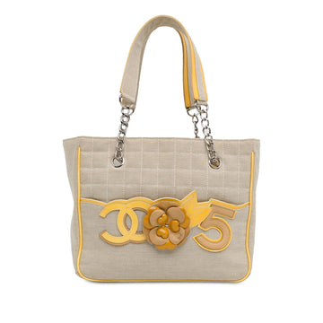 Pearl Street Bags Chanel Choco Bar Canvas CC Camellia No. 5 Tote (SHG-2pYBaU)