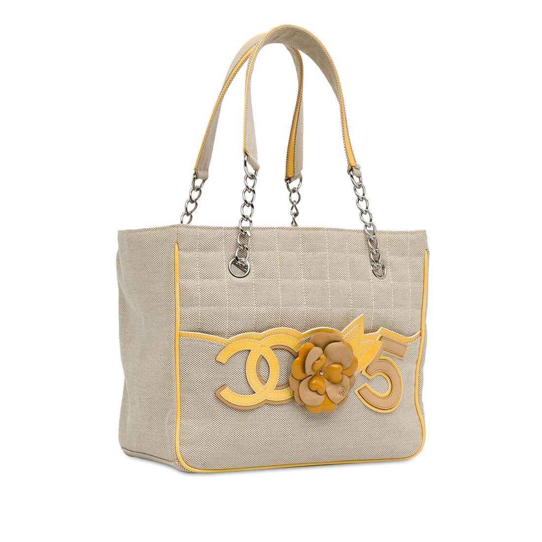 Pearl Street Bags Chanel Choco Bar Canvas CC Camellia No. 5 Tote (SHG-2pYBaU)