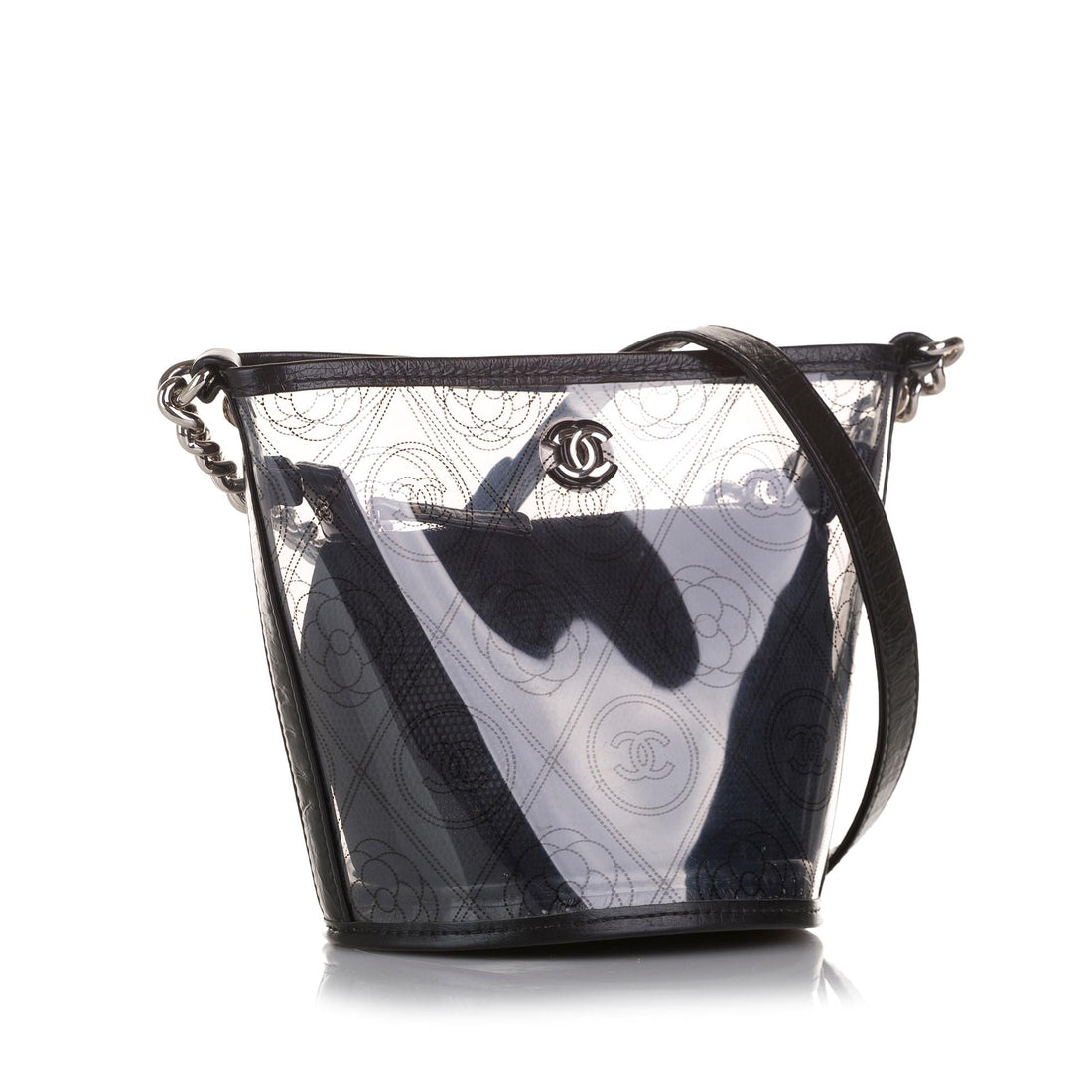 Chanel Crumpled Calfskin PVC Camellia Bucket (SHG-3BUAWV)