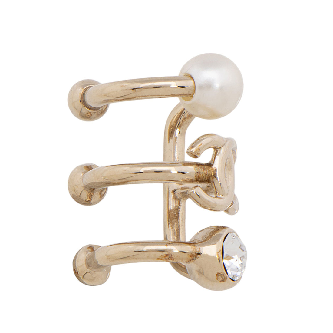 Top Quality Chanel Crystal Pearl CC Ear Cuff (SHF-vceruU)