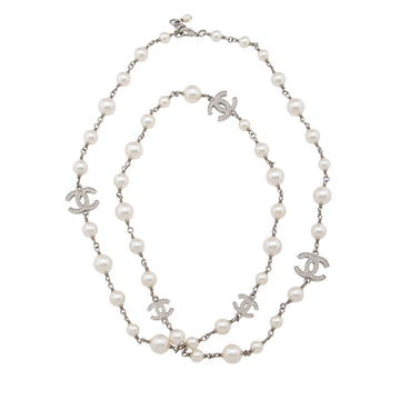 Top Quality Chanel Crystal Pearl CC Long Necklace (SHF-oKOF4P)