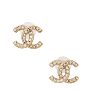 Pearl Street Bags Chanel Crystal Pearl CC Stud Earrings (SHF-y4Owwc)