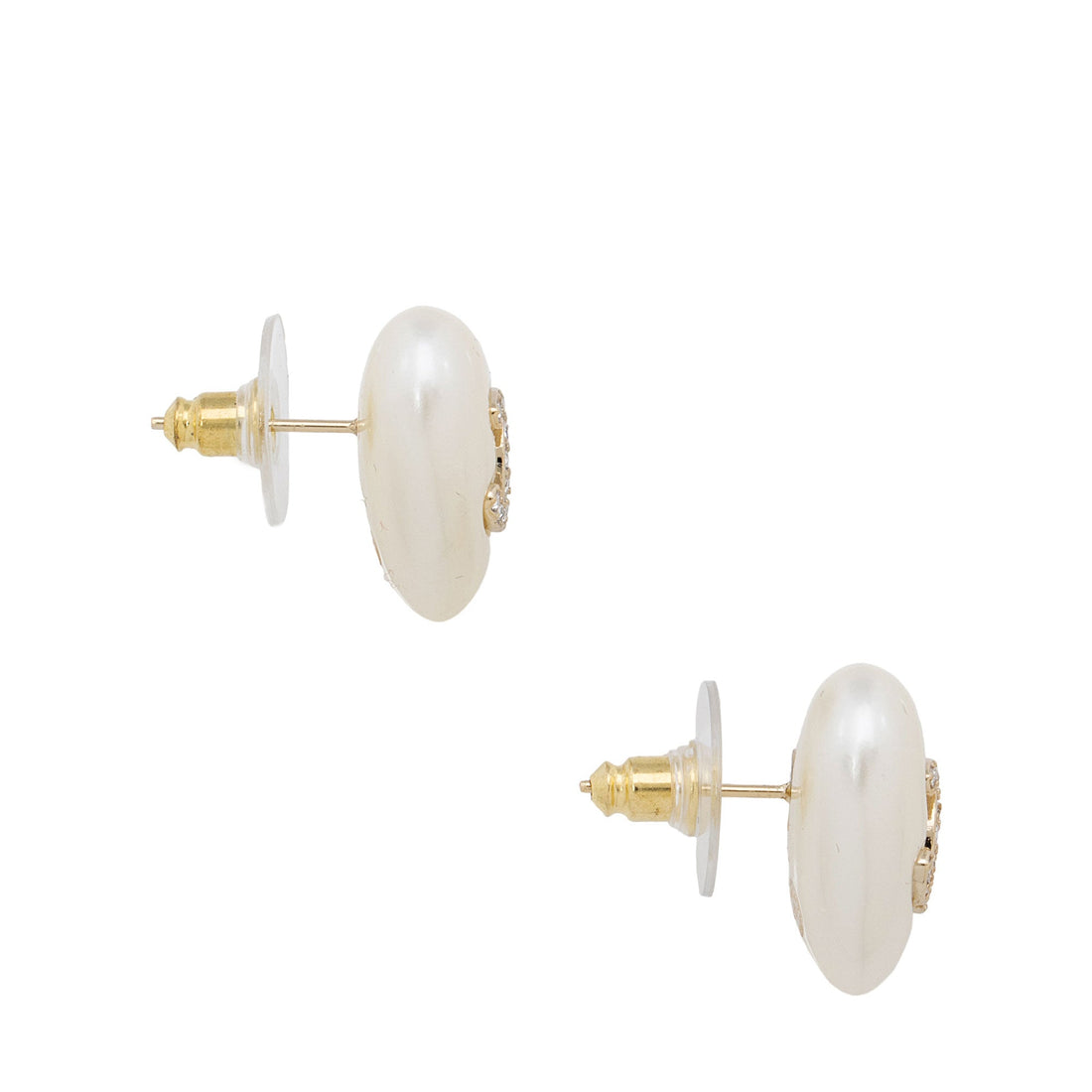 Pearl Street Bags Chanel Crystal Pearl Heart CC Stud Earrings (SHF-mGAgRY)