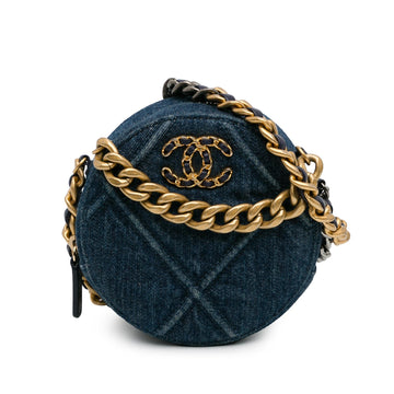 Pearl Street Bags Chanel Denim 19 Round Clutch with Chain (SHG-NNHtw0)