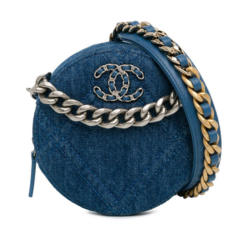 Pearl Street Bags Chanel Denim 19 Round Clutch with Chain (SHG-ZTvgcm)