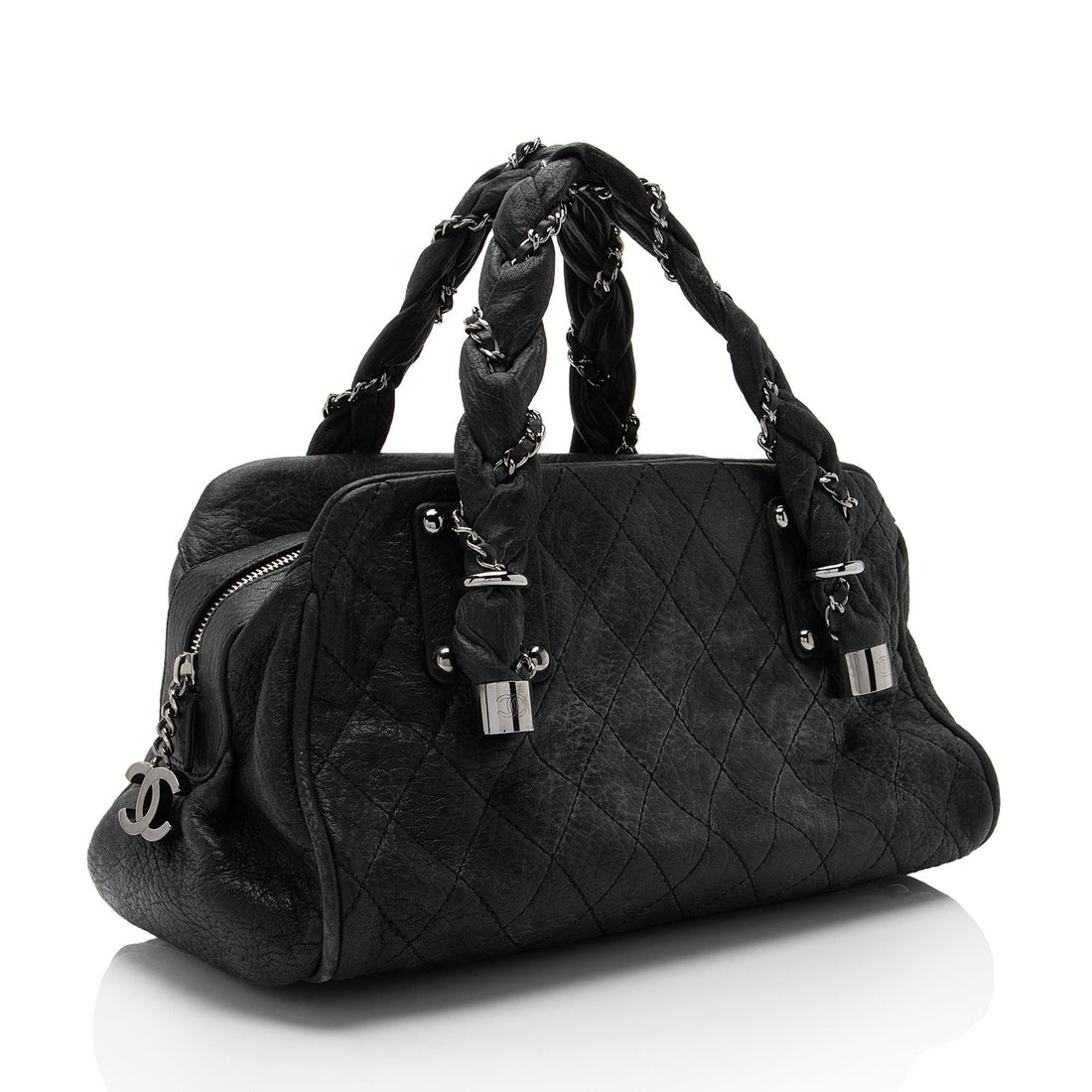 Chanel Distressed Lambskin Lady Braid Bowler Satchel (SHF-4rWbPz)