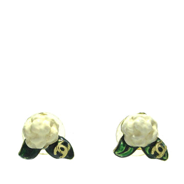 Pearl Street Bags Chanel Enamel Camellia CC Push Back Earrings (SHG-5M4mCf)