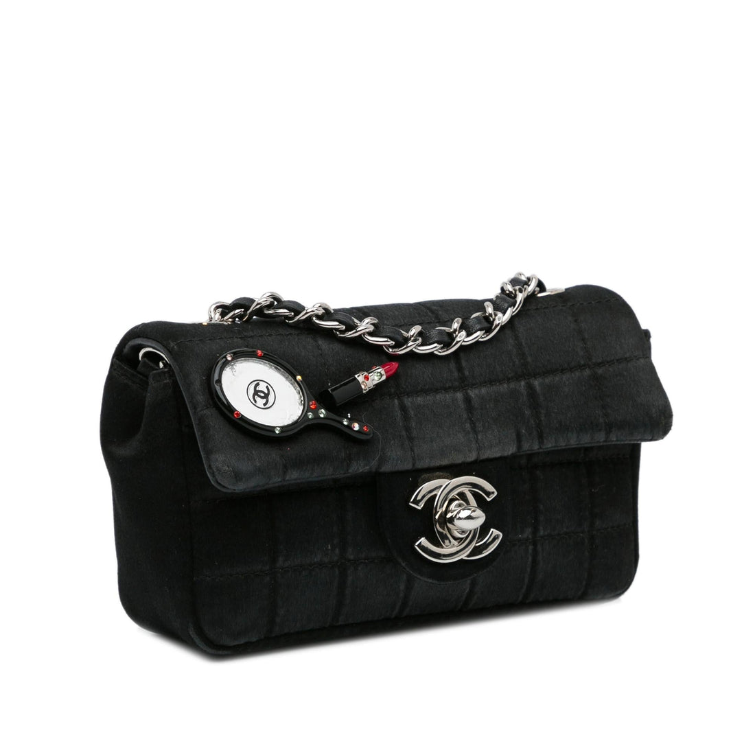 Chanel Extra Mini Satin Choco Bar Charms Flap Bag (SHG-6SxIdS)
