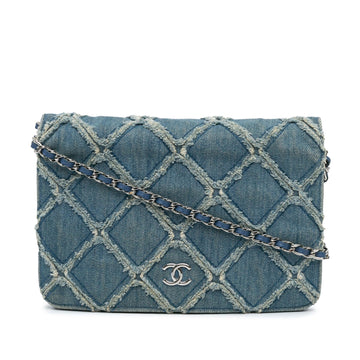 Top Quality Chanel Frayed Denim Wallet On Chain (SHG-GP7alA)