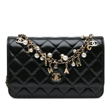 Top Quality Chanel Glazed Calfskin Pearl Charms Wallet On Chain (SHG-slyTlx)
