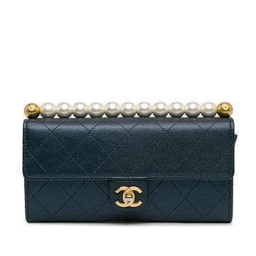 Pearl Street Bags Chanel Goatskin Chic Pearls Clutch With Chain (SHG-gHnbwe)