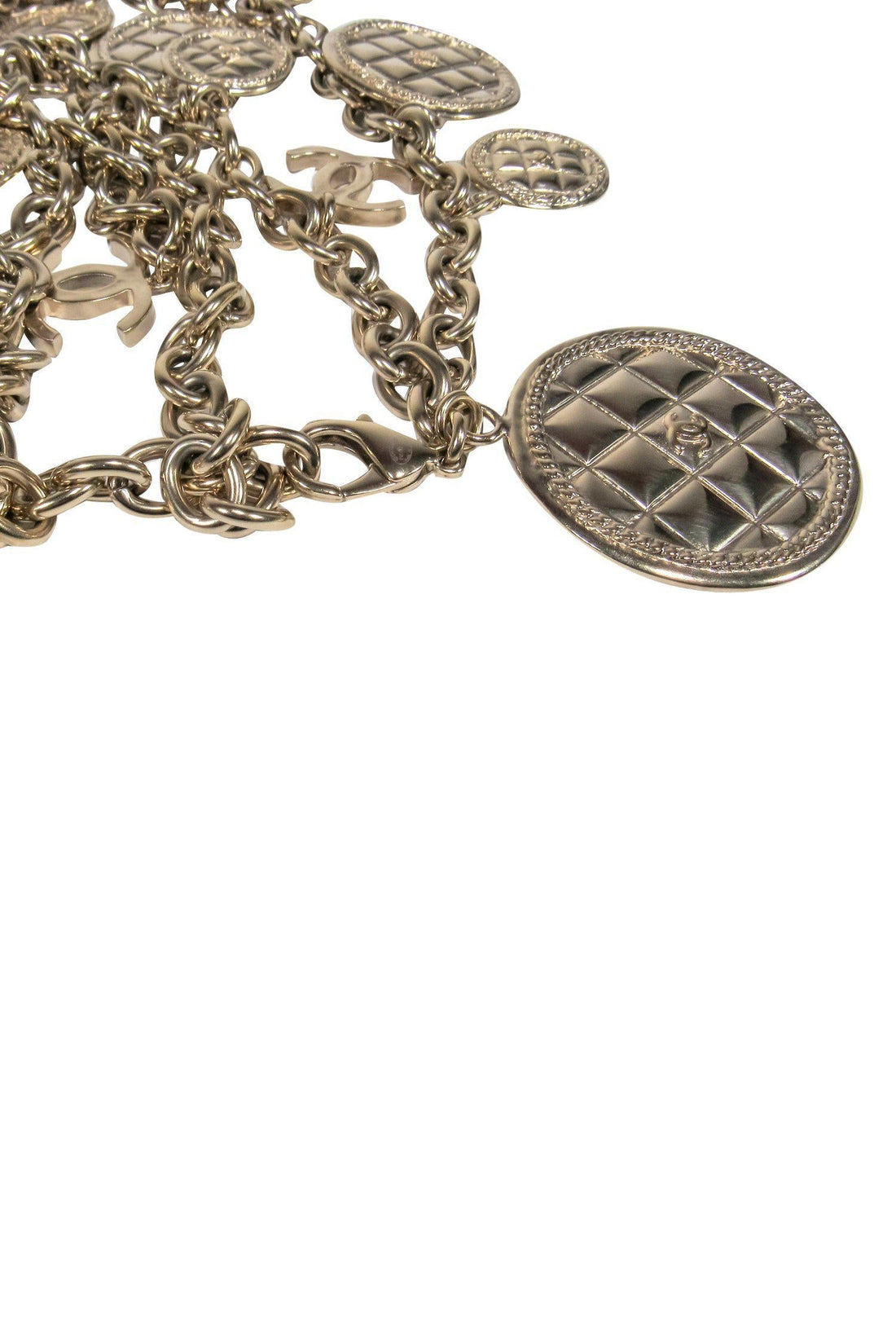 Chanel - Gold Chain Belt w/ Quilted Medallions