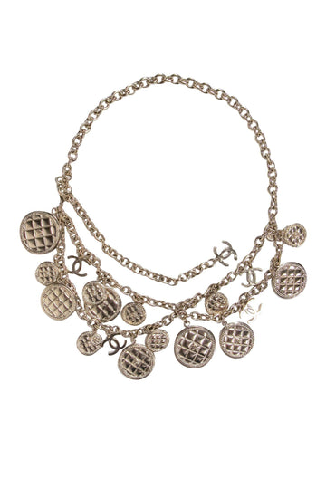 Chanel - Gold Chain Belt w/ Quilted Medallions