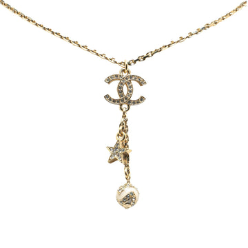 Top Quality Chanel Gold Plated CC Rhinestones Star and Ball Pendant Necklace (SHG-RS0IWK)