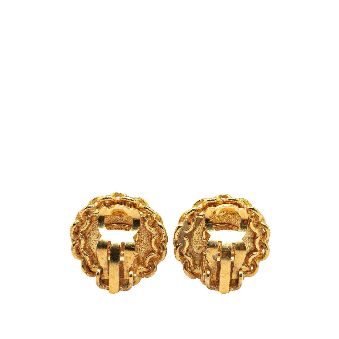 Chanel Gold Plated CC Round Clip On Earrings (SHG-th7B7r)