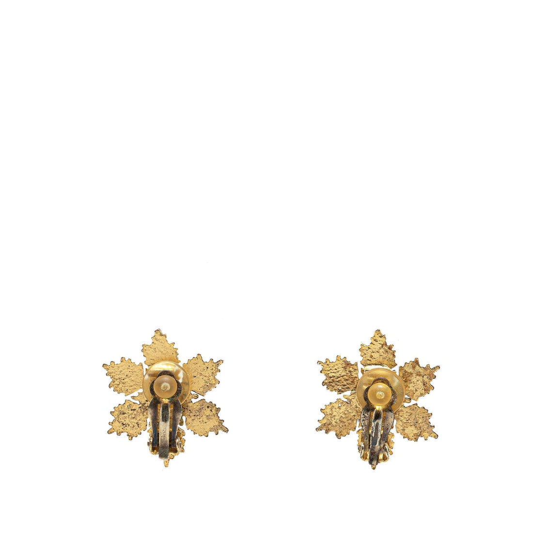 Chanel Gold Plated CC Snowflake Clip On Earrings (SHG-YknS9B)