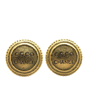 Chanel Gold Plated Logo Clip On Earrings (SHG-FwSHHe)