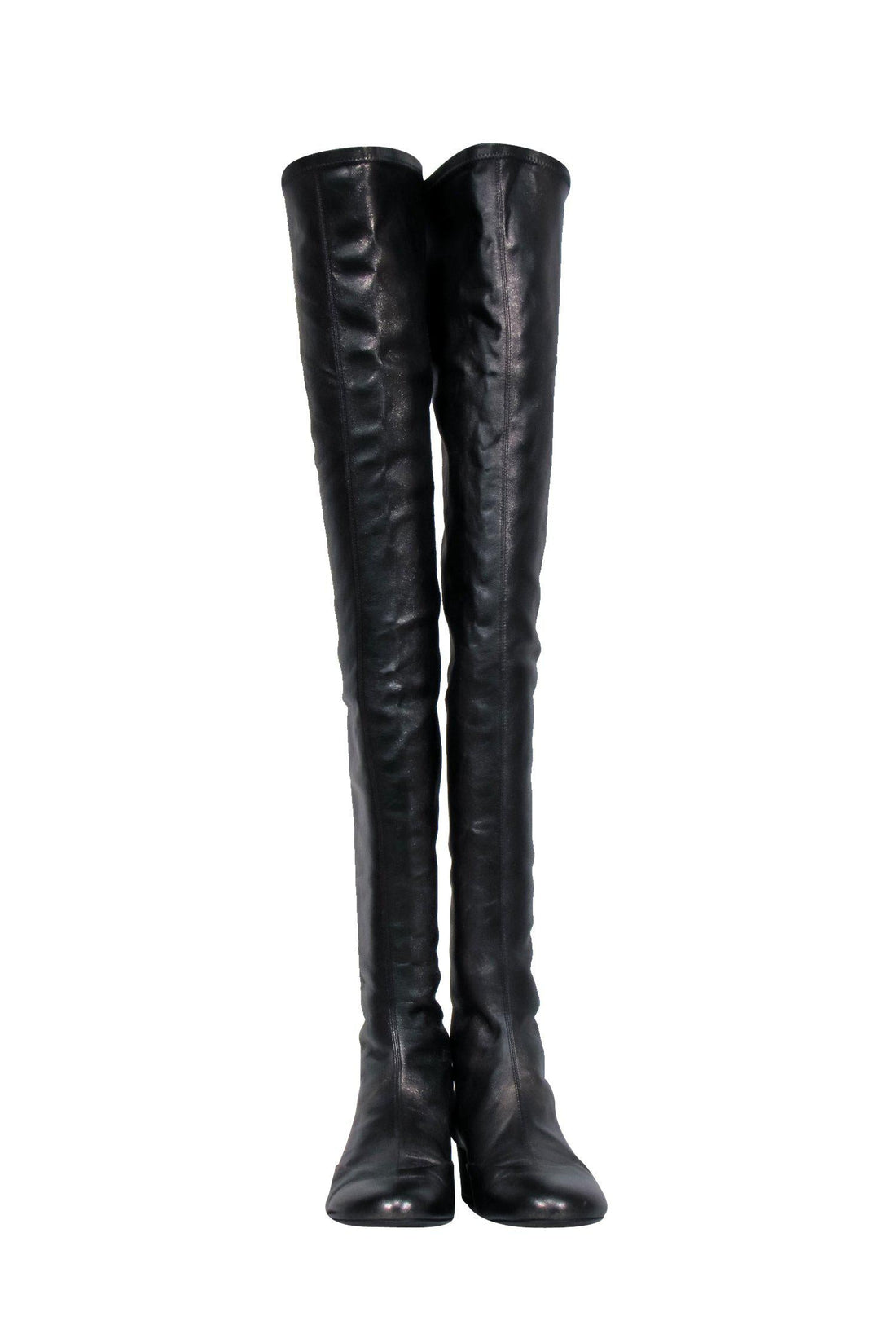 Chanel - Gunmetal Shiny Over-the-Knee "Fantasy Stretch Leather" Boots Sz 7