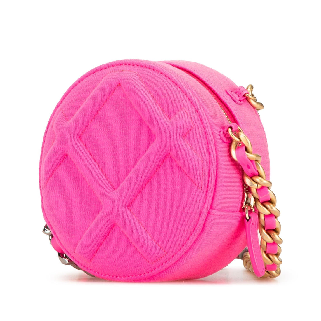Chanel Jersey 19 Round Clutch on Chain (SHG-hcGXlh)