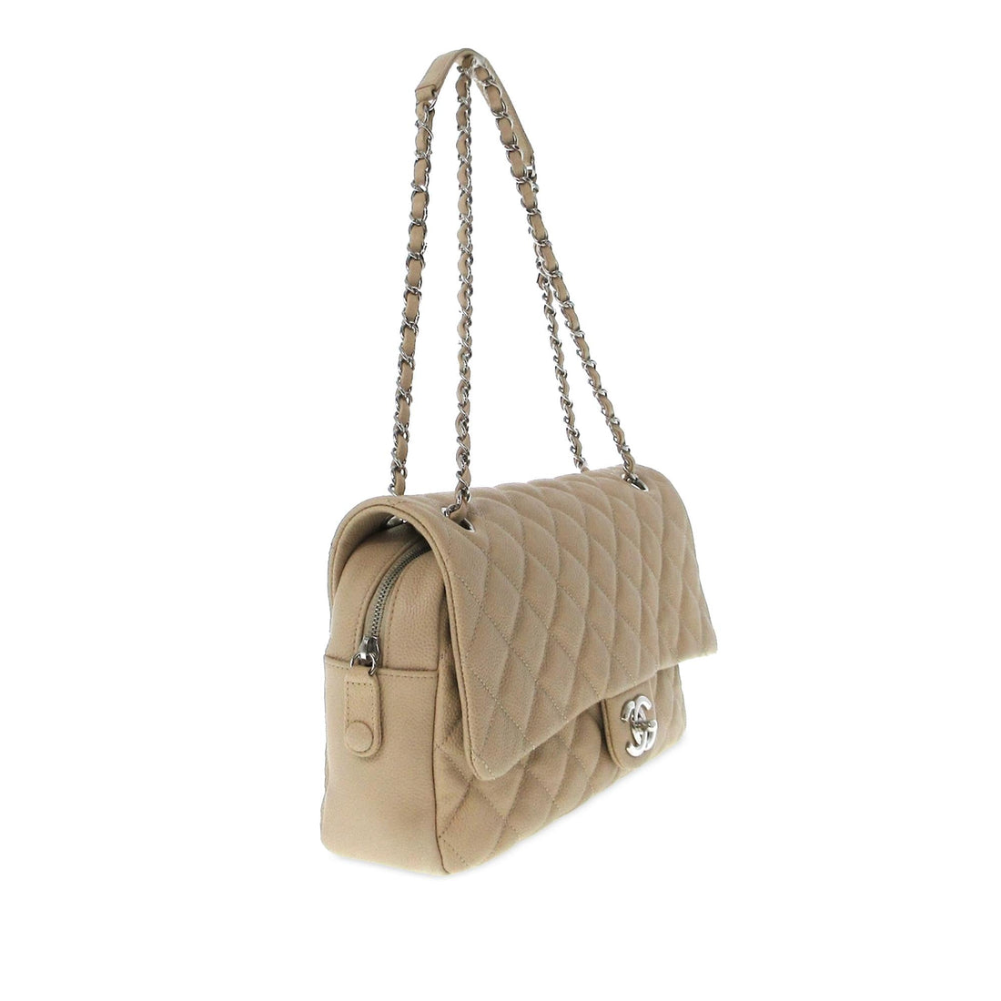 Pearl Street Bags Chanel Jumbo Quilted Caviar Easy Flap Bag (SHG-dKuOT7)