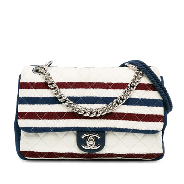 Pearl Street Bags Chanel Jumbo Stripe Jersey Felt and Rope Flap (SHG-1O7u9U)