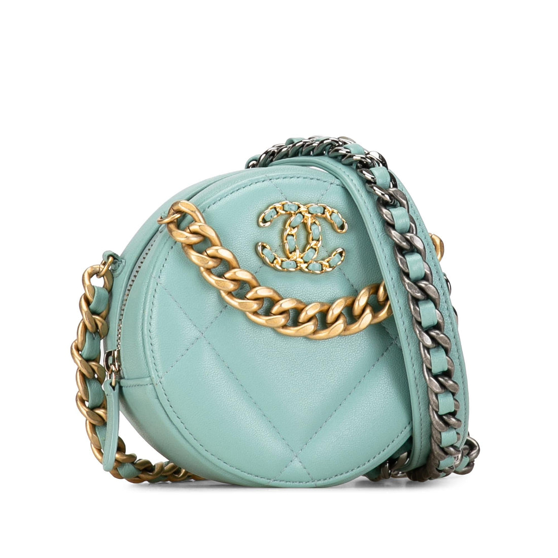 Pearl Street Bags Chanel Lambskin 19 Round Clutch with Chain (SHG-wwM52A)