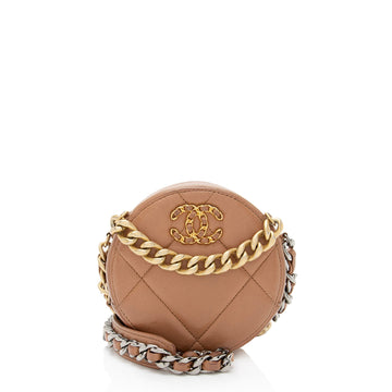 Pearl Street Bags Chanel Lambskin 19 Round Clutch with Chain (SHF-p9Azmt)