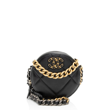 Pearl Street Bags Chanel Lambskin 19 Round Clutch with Chain (SHF-KFnAV9)