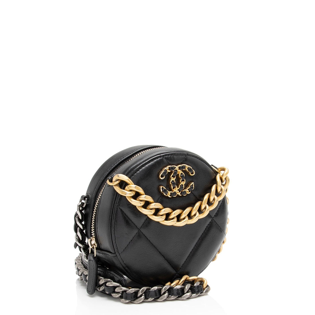 Pearl Street Bags Chanel Lambskin 19 Round Clutch with Chain (SHF-KFnAV9)