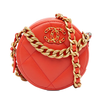 Pearl Street Bags Chanel Lambskin 19 Round Clutch with Chain (SHG-mkI7IP)