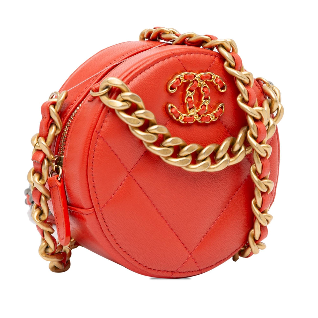 Pearl Street Bags Chanel Lambskin 19 Round Clutch with Chain (SHG-mkI7IP)