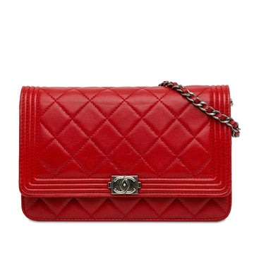 Pearl Street Bags Chanel Lambskin Boy Wallet On Chain (SHG-WD2kyT)