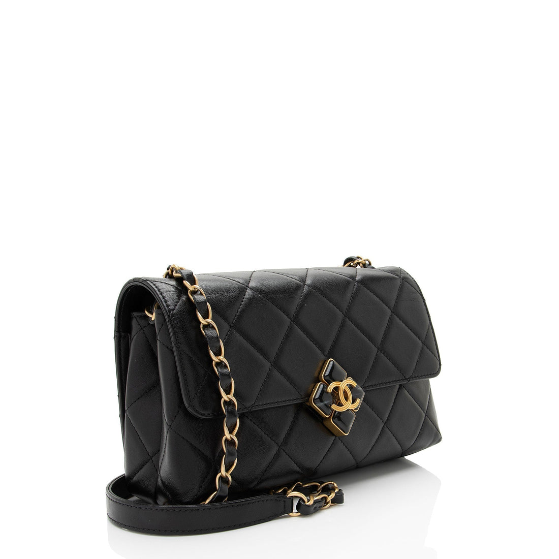 Chanel Lambskin CC Gem Chain Flap Bag (SHF-S4jEOz)