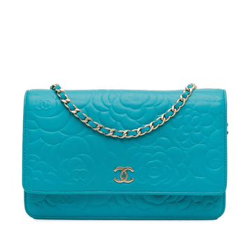 Top Quality Chanel Lambskin Camellia Embossed Wallet On Chain (SHG-mlSvTa)