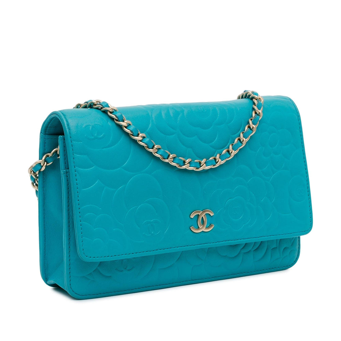 Top Quality Chanel Lambskin Camellia Embossed Wallet On Chain (SHG-mlSvTa)