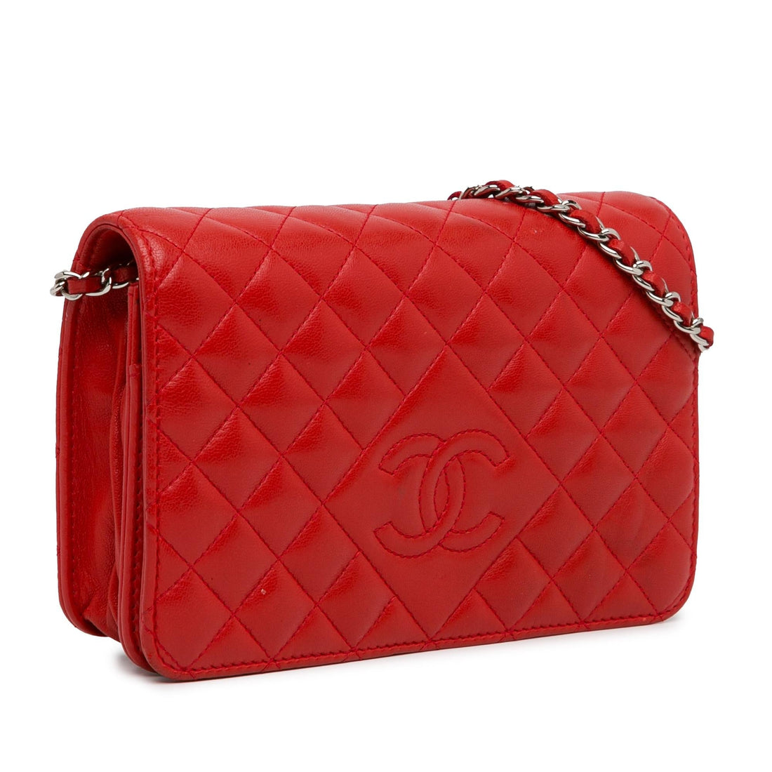 Pearl Street Bags Chanel Lambskin Diamond CC Wallet on Chain (SHG-K03AWt)