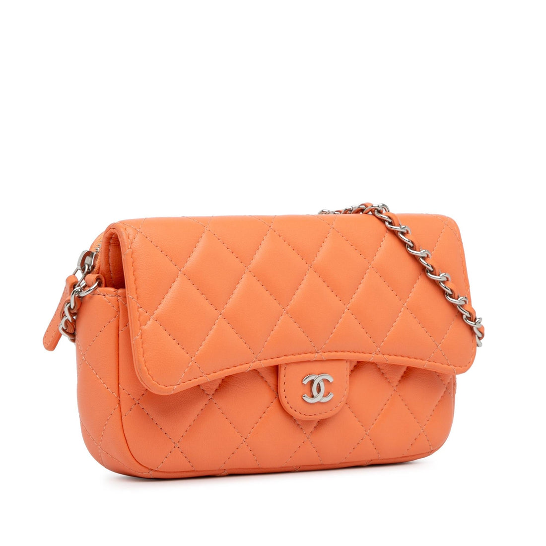 Pearl Street Bags Chanel Lambskin Flap Phone Holder with Chain (SHG-7VHu6Y)