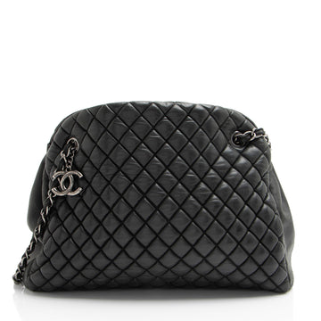 Chanel Lambskin Just Mademoiselle Large Bowler Bag (SHF-6pAwMm)