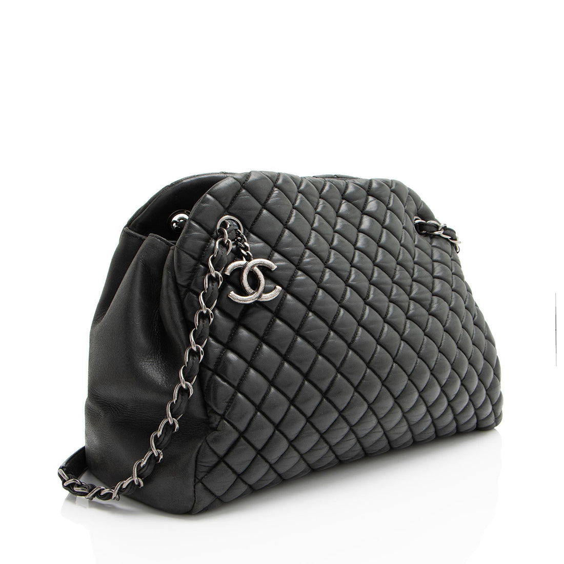 Chanel Lambskin Just Mademoiselle Large Bowler Bag (SHF-6pAwMm)