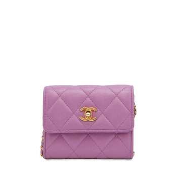 Pearl Street Bags Chanel Lambskin Mini Pearl Crush Wallet with Chain (SHG-rngcqW)