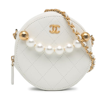 Pearl Street Bags Chanel Lambskin Pearl Round Clutch with Chain (SHG-eBDOPl)
