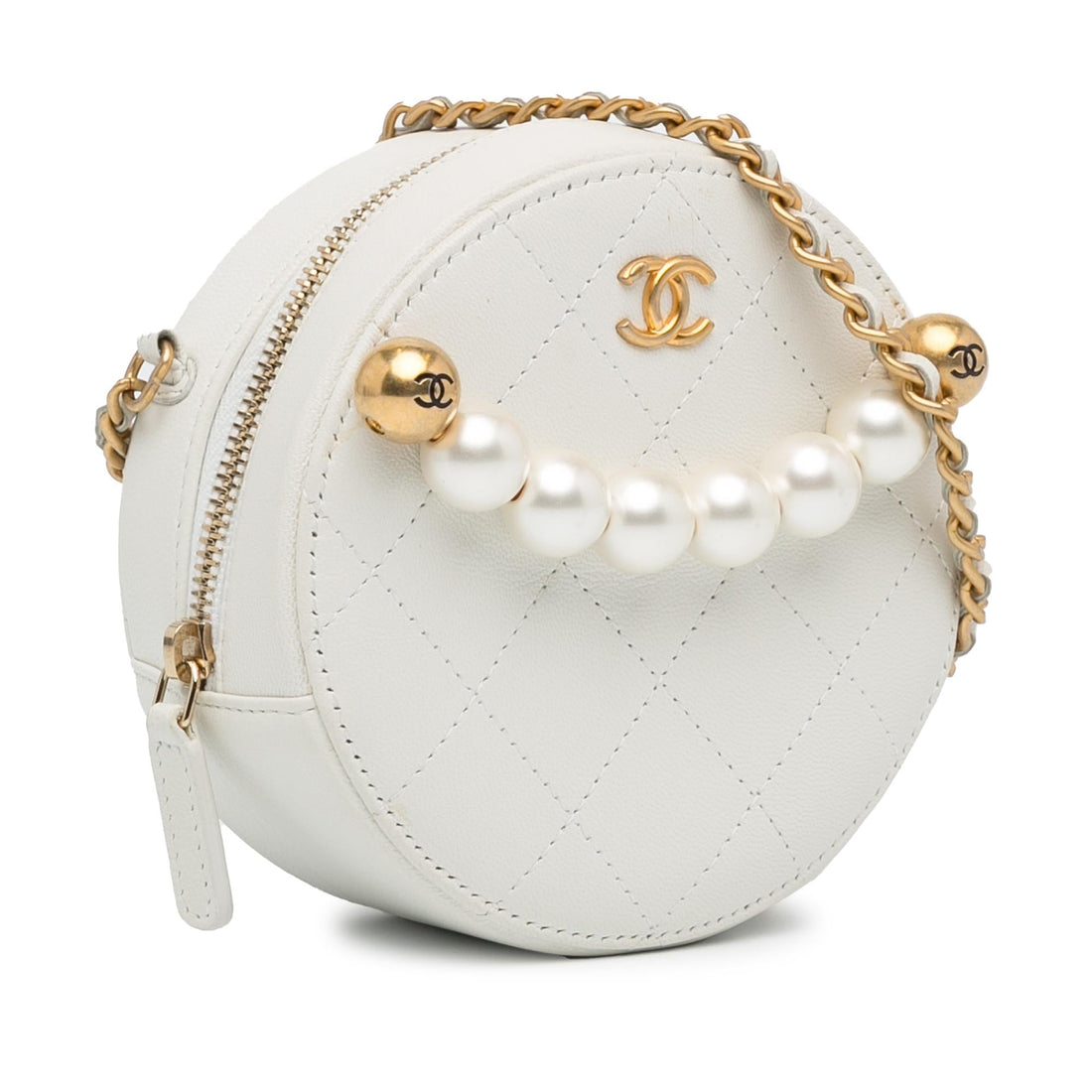 Pearl Street Bags Chanel Lambskin Pearl Round Clutch with Chain (SHG-eBDOPl)