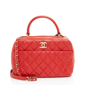 Pearl Street Bags Chanel Lambskin Trendy CC Small Bowling Satchel (SHF-QBNfmU)