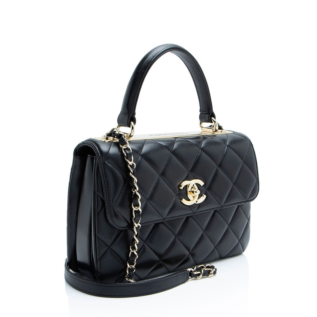 Chanel Lambskin Trendy CC Small Top Handle (SHF-bwU9bk)