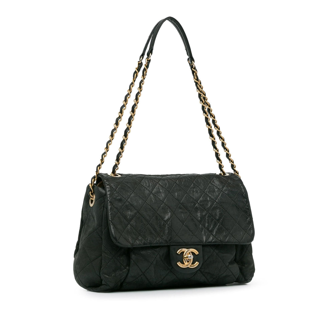 Chanel Large Aged CalBNkin Chic Quilt Flap (SHG-qmJwT4)