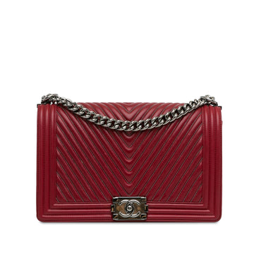 Chanel Large Embellished CalBNkin Chevron Boy Flap (SHG-HF4Dqm)