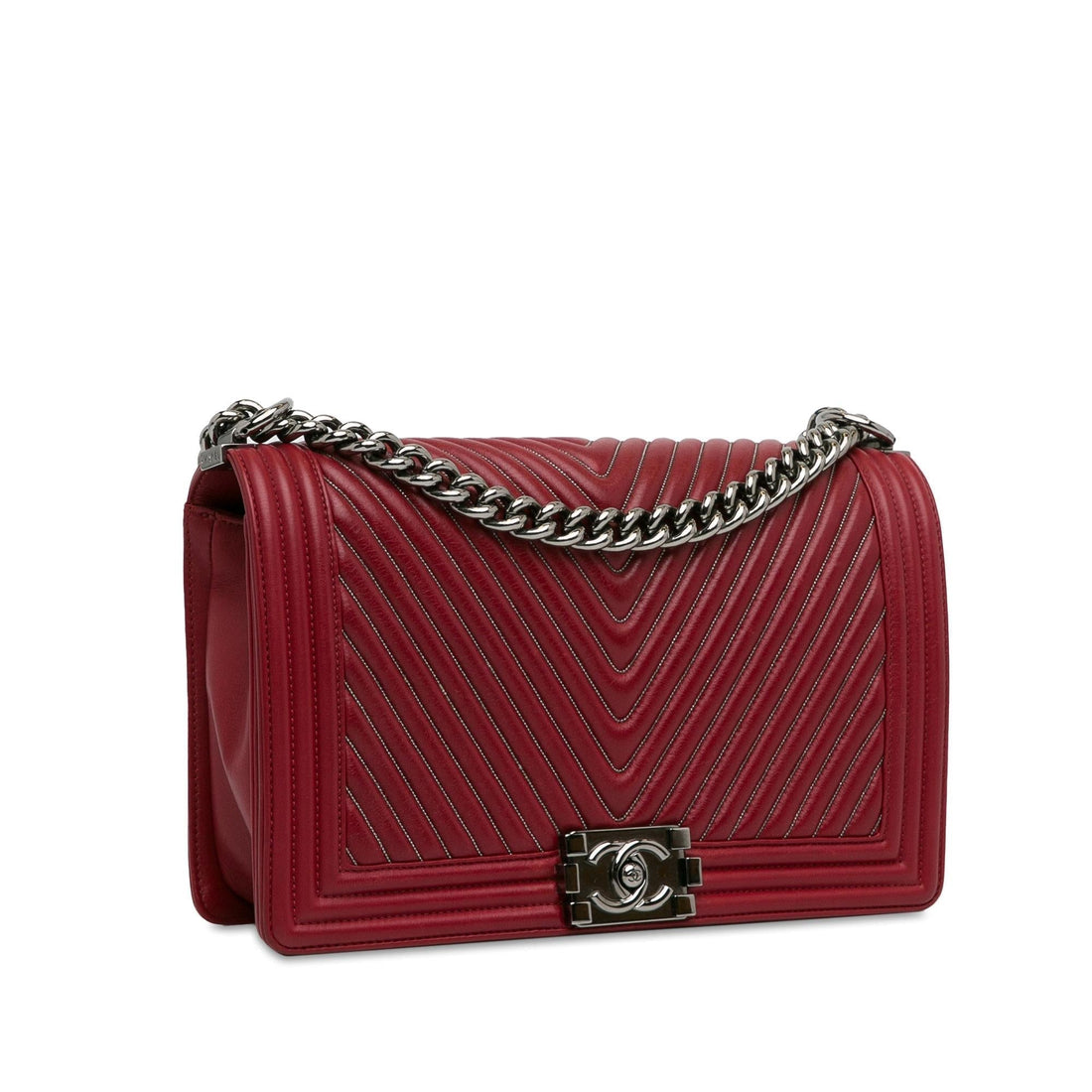 Chanel Large Embellished CalBNkin Chevron Boy Flap (SHG-HF4Dqm)